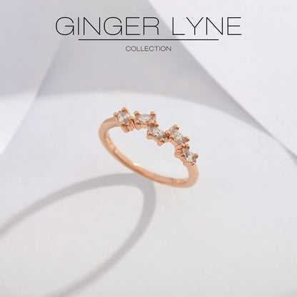 Maris Half Eternity Ring for Women Sterling Silver CZ Anniversary Wedding Band Stackable by Ginger Lyne