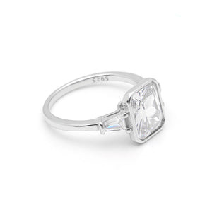 Genesis Engagement Ring Sterling Silver Baguette Cz Womens Ginger Lyne Collection - 6