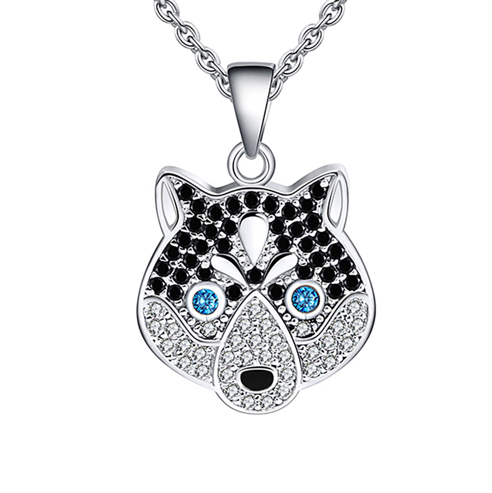 Koko Husky Dog Sterling Silver Necklace for Women Cz Ginger Lyne Collection