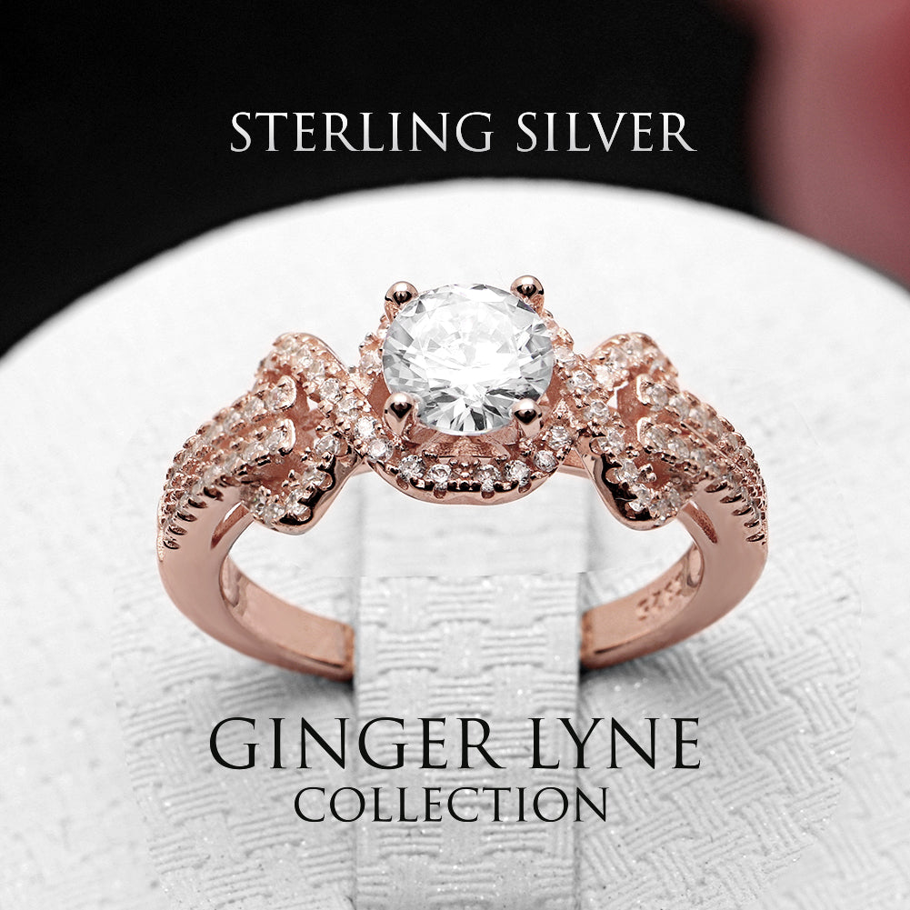 Ellalee Engagement Ring Rose Gold Sterling Silver Cz Women Ginger Lyne Collection