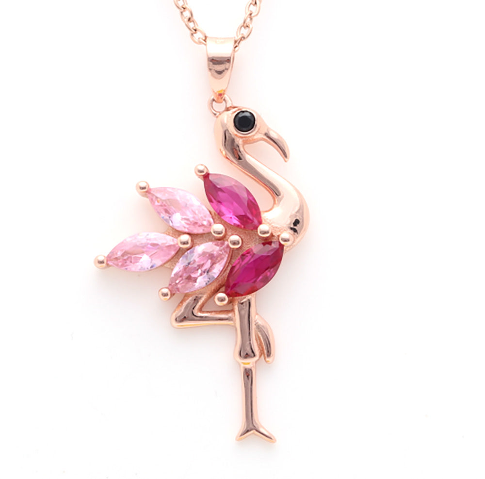 PinkFlamingoPendantNecklaceforWomenCzRoseSterlingSilverGingerLyneCollection_Necklace-2