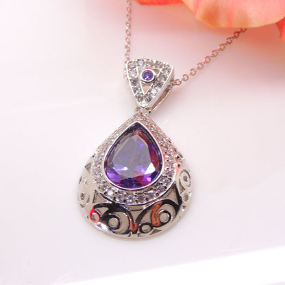 Lona Teardrop purple Cz Pendant Necklace Women Ginger Lyne Collection