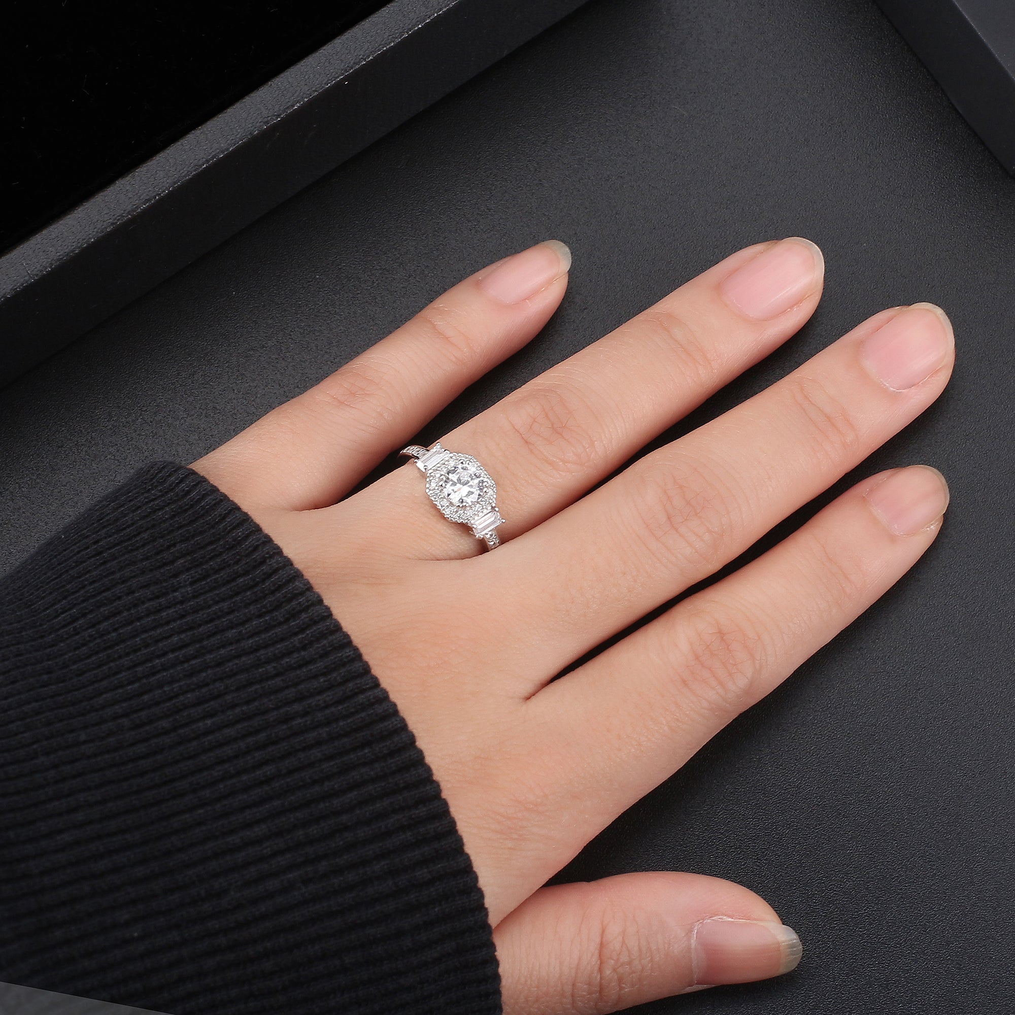 Julieanna Halo Engagement Ring Cz Sterling Silver Womens Ginger Lyne Collection
