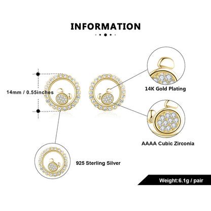 Floating CZ Bear Necklace Earrings Ring Set for Women Gold Plated Sterling Silver Ginger Lyne - Set