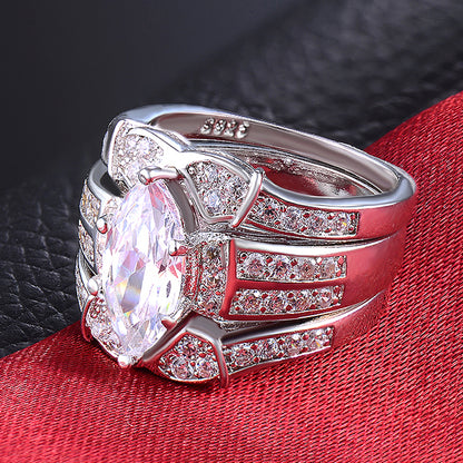 AdoraWeddingRingSetforWomenEngagementRing2MatchingBandCubicZirconiaBlackHaloGingerLyneCollection_Silver-7