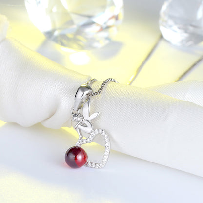 Fairy Heart Pendant Necklace Sterling Silver Red Garnet Ginger Lyne Collection