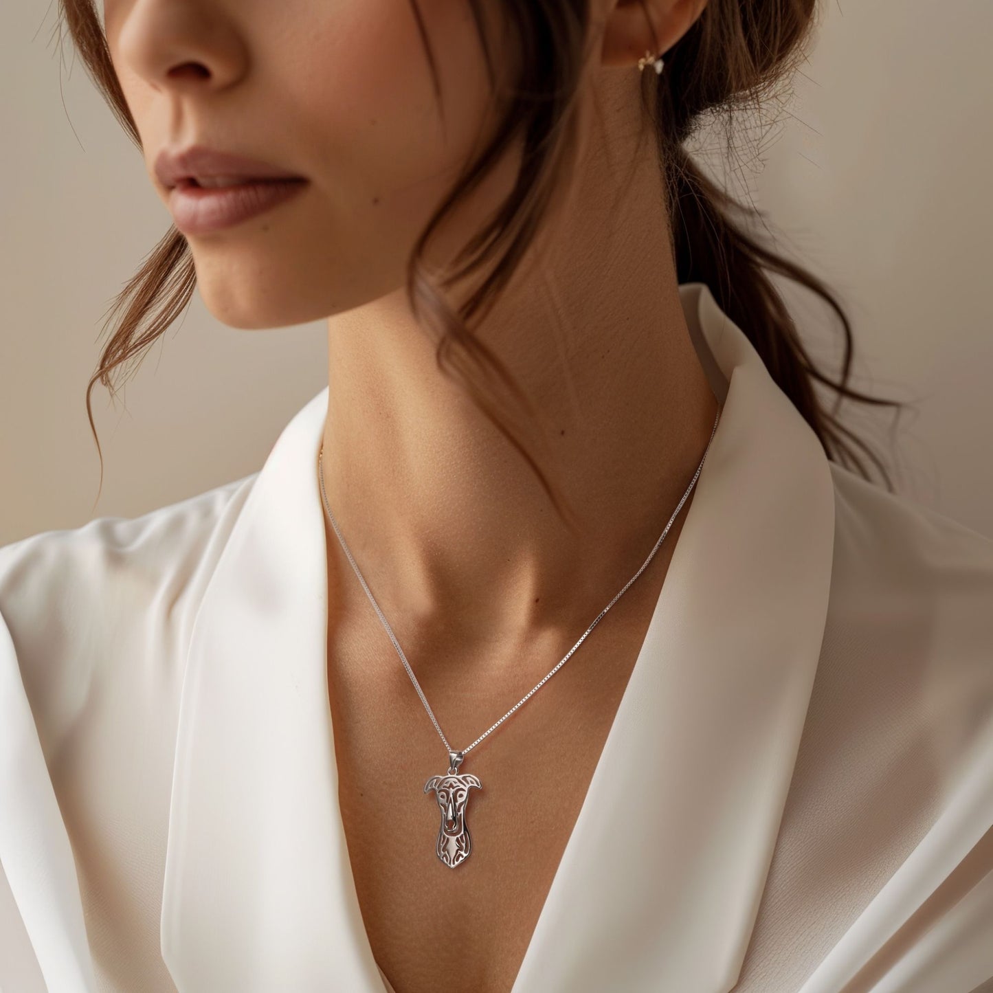 Greyhound Dog Necklace for Women Pendant Chain Sterling Silver Ginger Lyne Collection - Dog Set