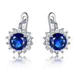 Load image into Gallery viewer, Oval Drop Earrings for Women Blue Sapphire Cz Sterling Silver Ginger Lyne Collection
