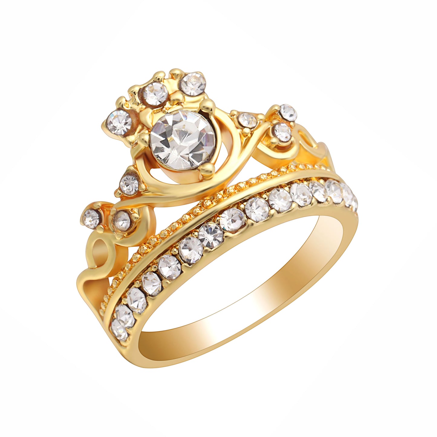 Leonor Crown Crystal Engagement Bridal Ring Womens Ginger Lyne Collection