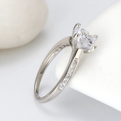 Victoria Engagement Ring Sterling Silver Solitaire Womens Ginger Lyne Collection