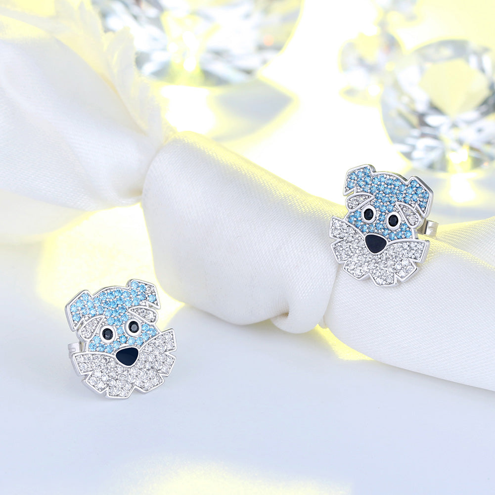 Buddy Schnauzer Dog Stud Earrings for Women Sterling Silver Cz  Ginger Lyne Collection