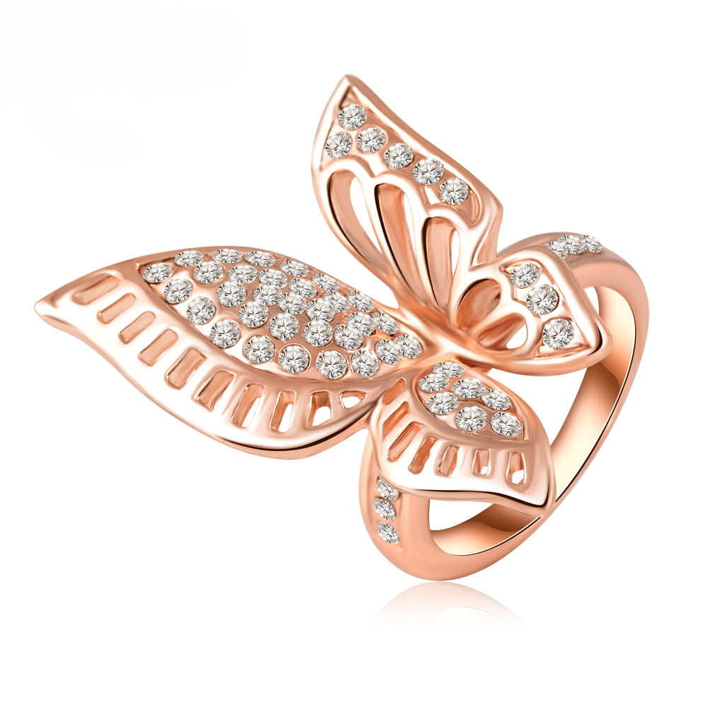 Butterfly Statement Ring Rose Gold Plated Cz Ginger Lyne Collection