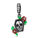 Load image into Gallery viewer, Skull Coffin Charm - Sterling Silver Cubic Zirconia for Bracelet or Necklace Ginger Lyne Collection
