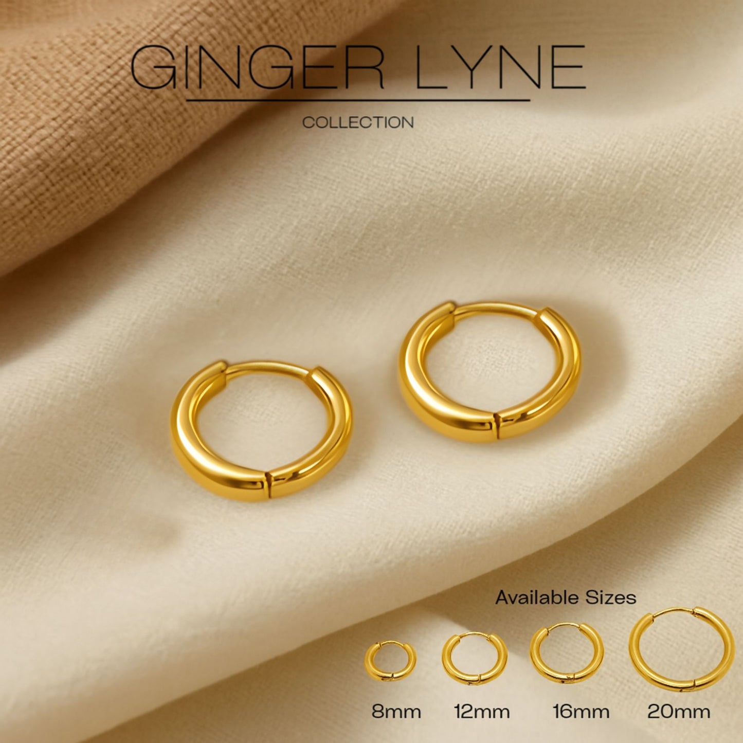 StainlessSteelHoopEarringsbyGingerLyneHuggieStyleforLobeCartilagePiercingBodyJewelry_Gold-16mm-2
