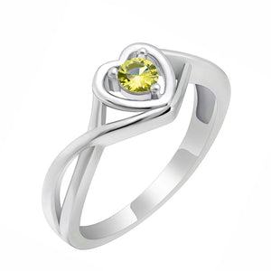 Christine Engagement Ring Promise Heart For Women Silver Cz Ginger Lyne Collection - November Yellow,9