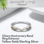 Load image into Gallery viewer, Chiara Anniversary  Band for Women Sterling Silver Gold Wedding Ring V Shape CZ Ginger Lyne - 10

