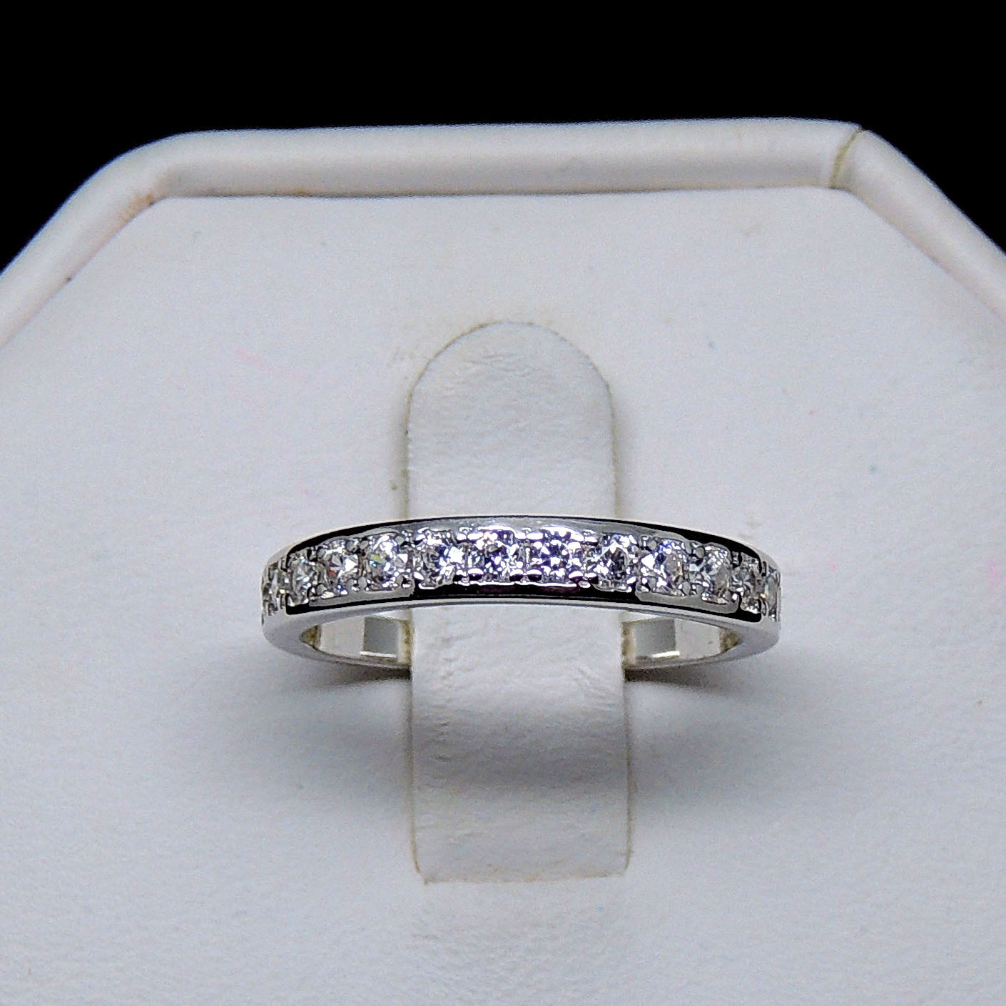 VictoriaAnniversaryBandWeddingRingSterlingSilverCubicZirconiaGingerLyneCollection_Wgold/Silver-2