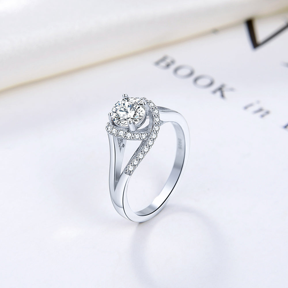 Solitaire Twist Engagement Ring for Women Sterling Silver Cz Ginger Lyne Collection