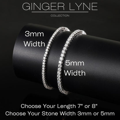 Classic Tennis Bracelet for Women Sterling Silver 3mm Cubic Zirconia 8"  Ginger Lyne Collection - 3mm 8" Length