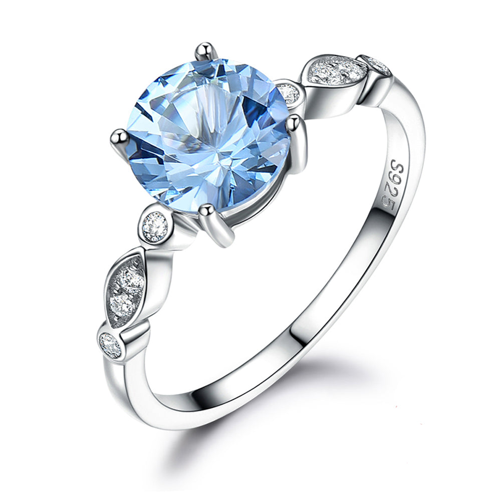 Blue Topaz Engagement for Women Ring Sterling Silver Ginger Lyne Collection - 10