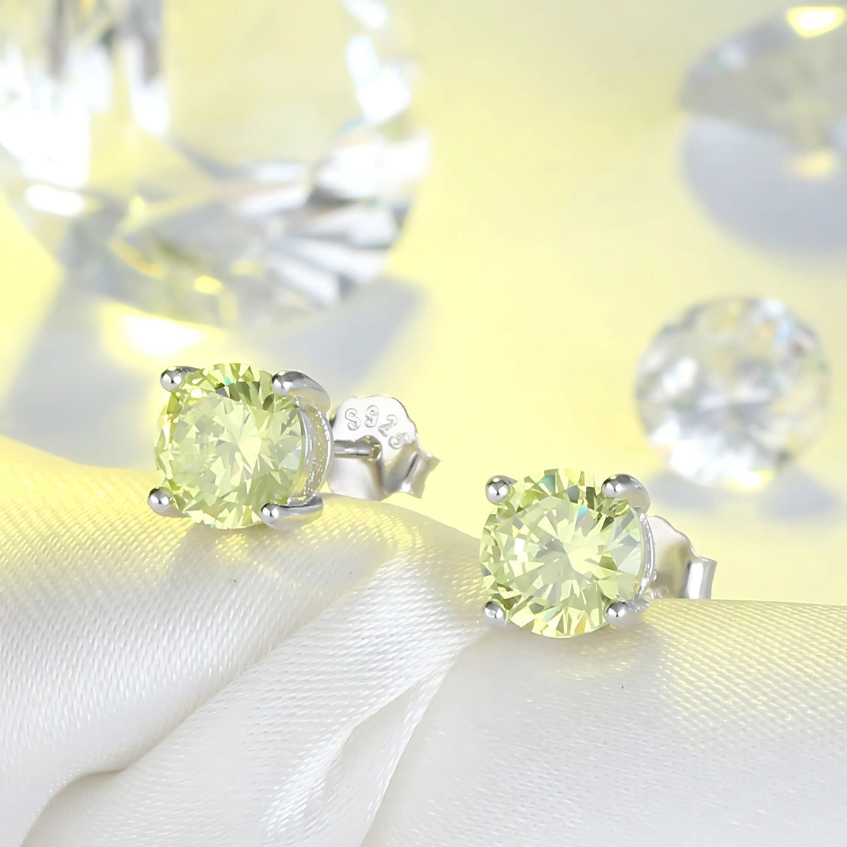 November Birthstone Stud Earrings for Women Yellow Cubic Zirconia 6mm Sterling Silver Studs by Ginger Lyne - 20