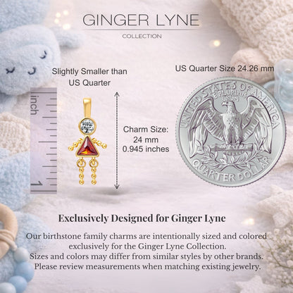 Birthstone Family Pendant for Mom by Ginger Lyne Stainless Steel Cubic Zirconia Charms For Grandma Necklace_Female-January-Gold-2