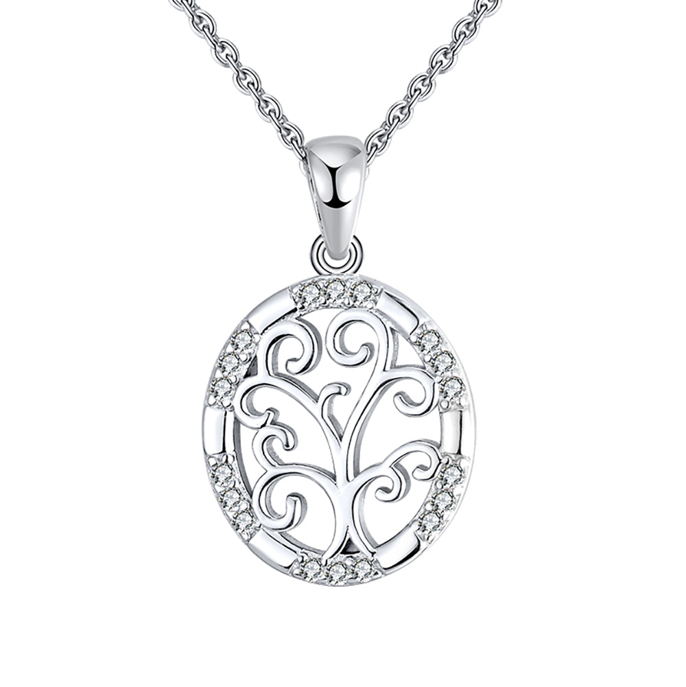 Family Tree Life Pendant Necklace for Women Sterling Silver Cz Ginger Lyne Collection