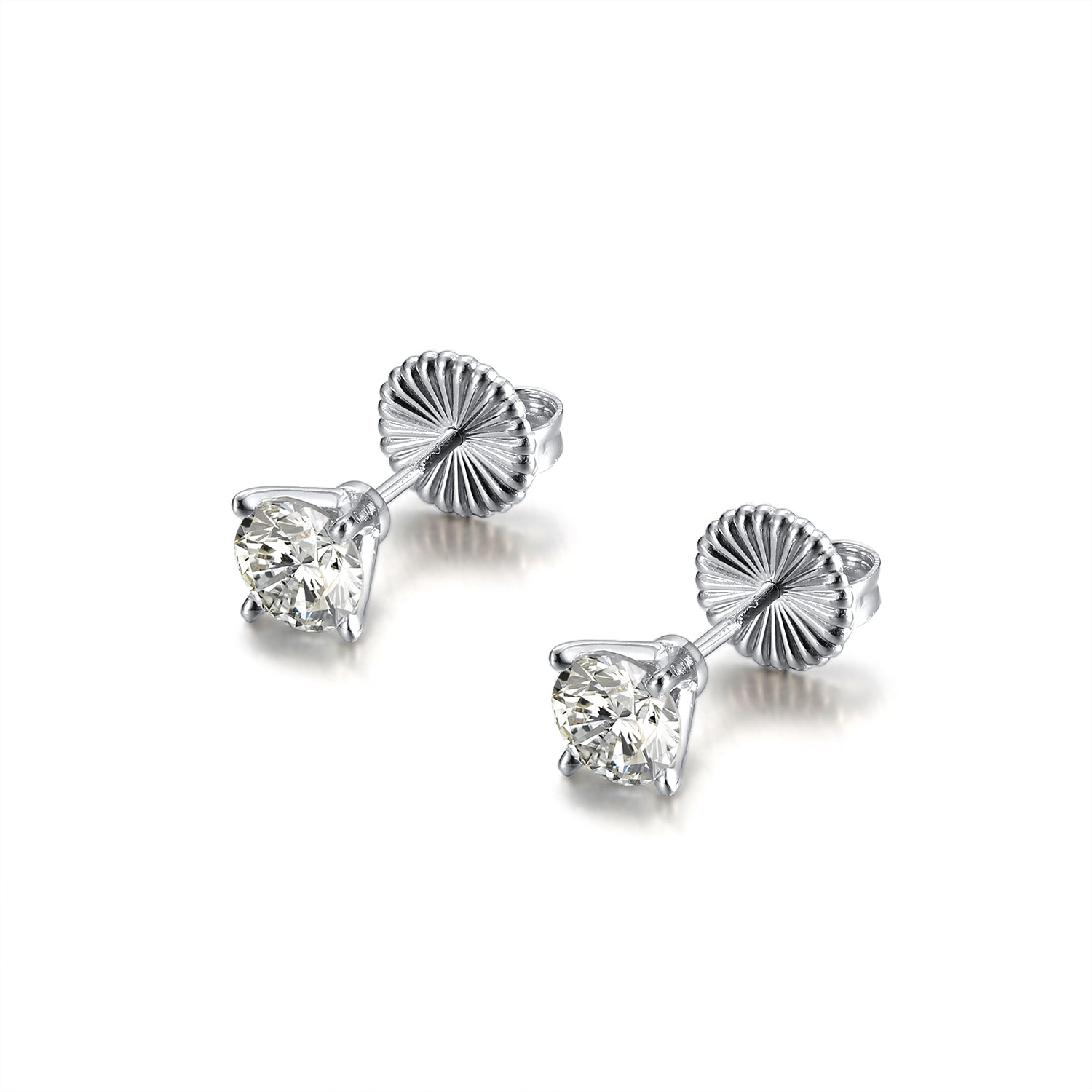 Amore Stud Earrings 2Ctw Womens Moissanite Sterling Silver Ginger Lyne Collection - 2 Carat