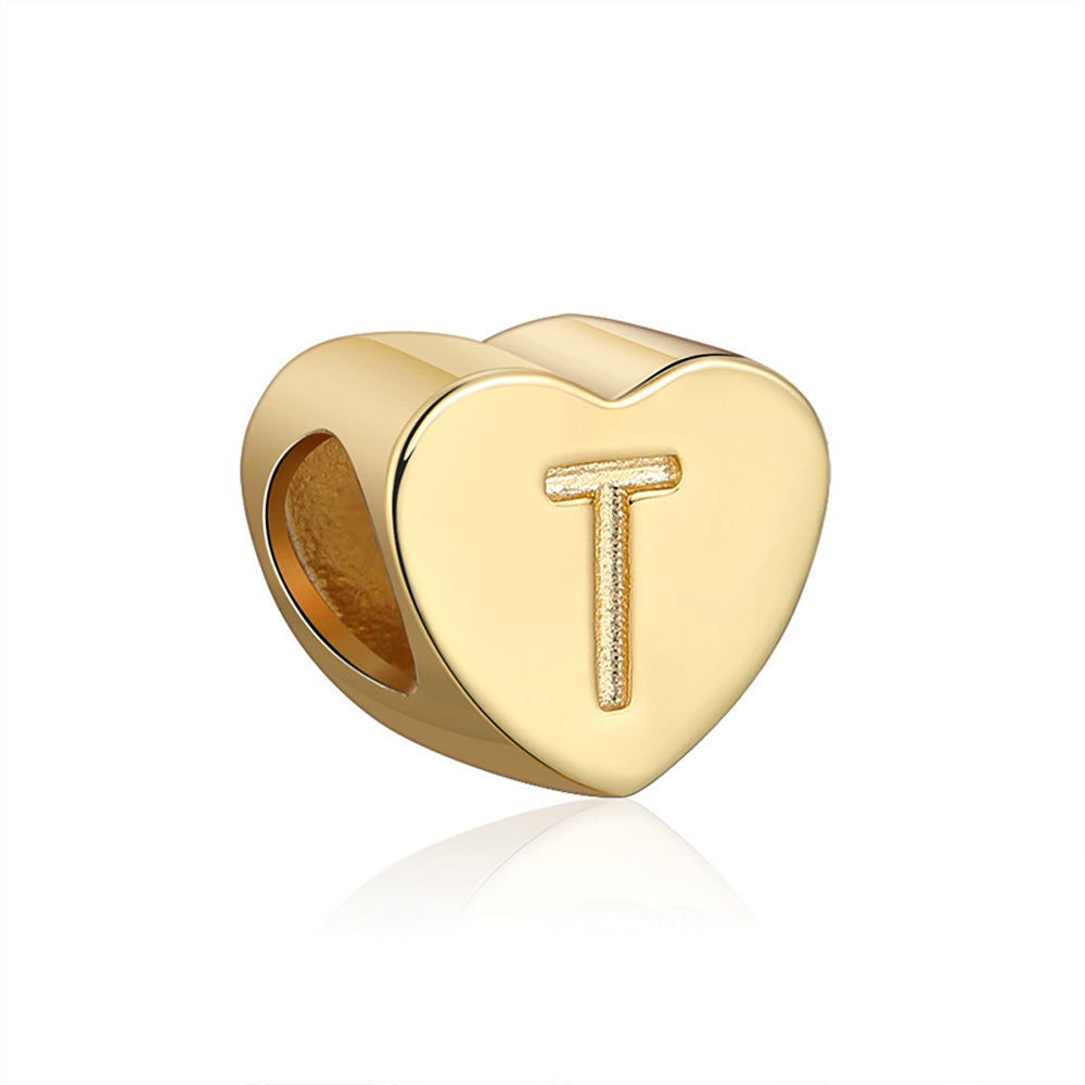 Initial Heart Charms Gold Plated  Sterling Silver Womens Ginger Lyne Collection - T