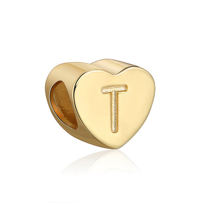 Initial Heart Charms Gold Plated  Sterling Silver Womens Ginger Lyne Collection - T