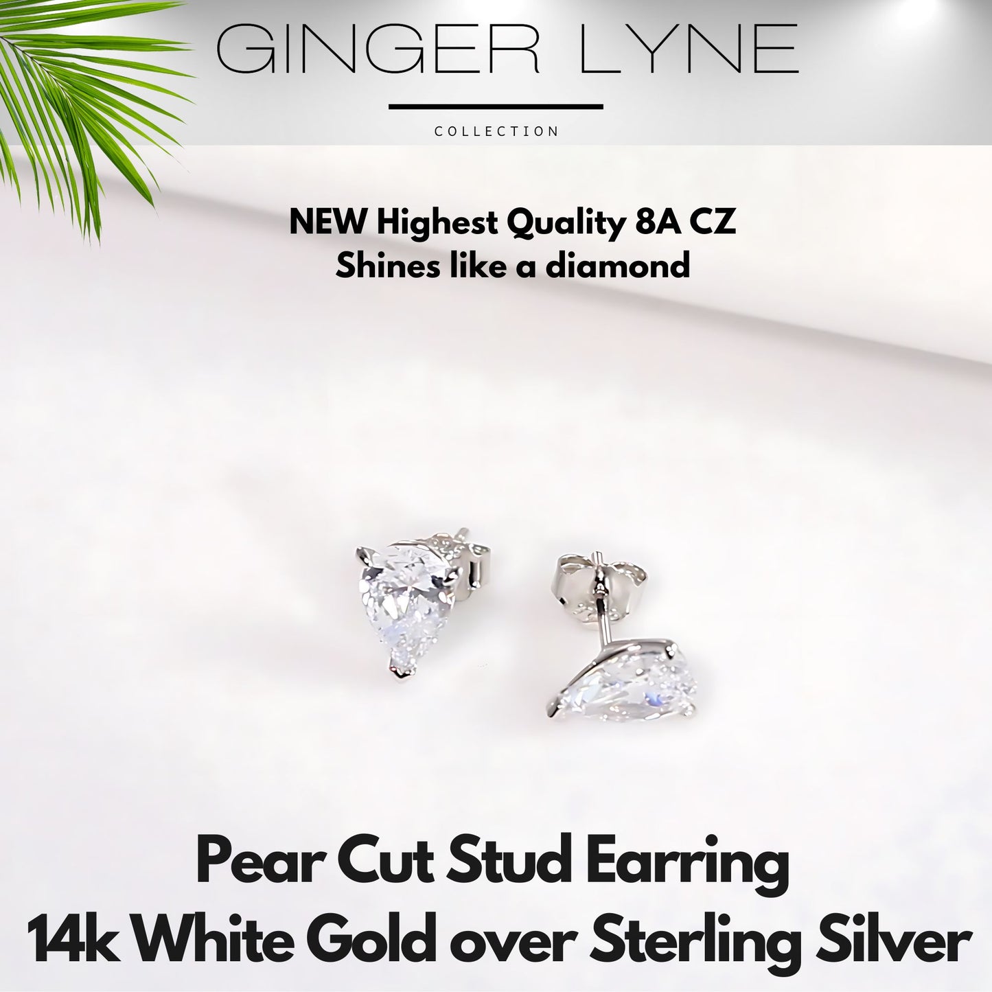 Pear Cut Stud Earrings for Women 2.66ct Simulated Diamond Sterling Silver Ginger Lyne