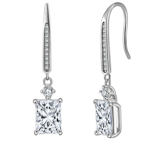 Radiant Cut Dangle Earrings for Women 8A Simulated Diamond Sterling Silver Ginger Lyne Collection - Radiant Dangle