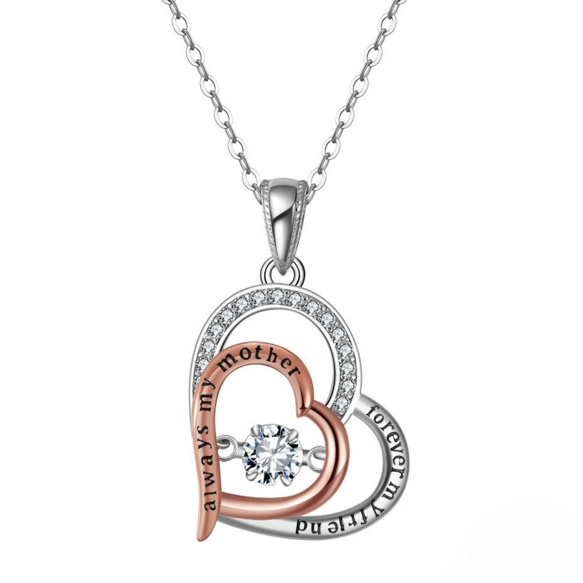Birthstone Mom Necklace for Mother by Ginger Lyne Sterling Silver Swinging CZ - April - April