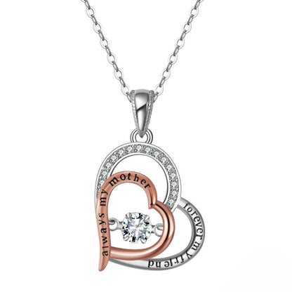 Birthstone Mom Necklace for Mother by Ginger Lyne Sterling Silver Swinging CZ - April - April
