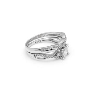 Contessa Bridal Set Sterling Silver Engagement Ring Cz Womens Ginger Lyne Collection - 10