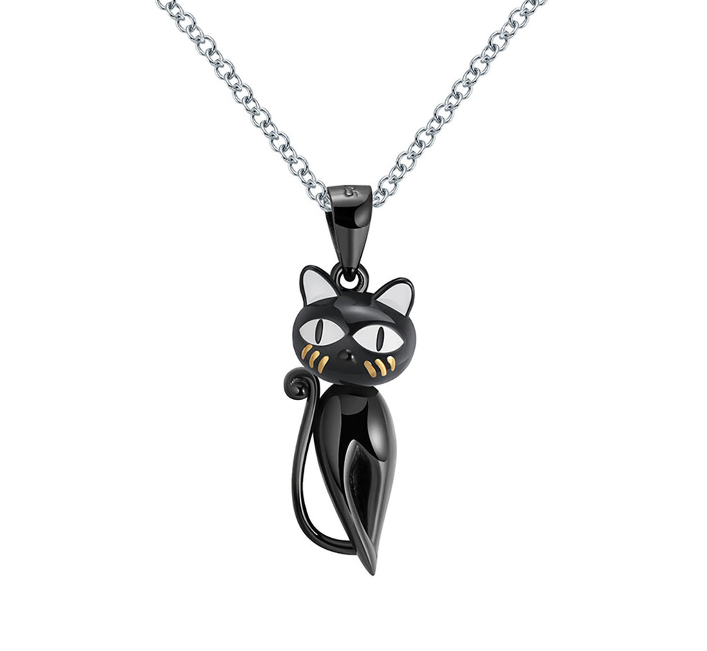 Ginny Black Cat Kitty Pendant Necklace Sterling Silver Girls Ginger Lyne Collection