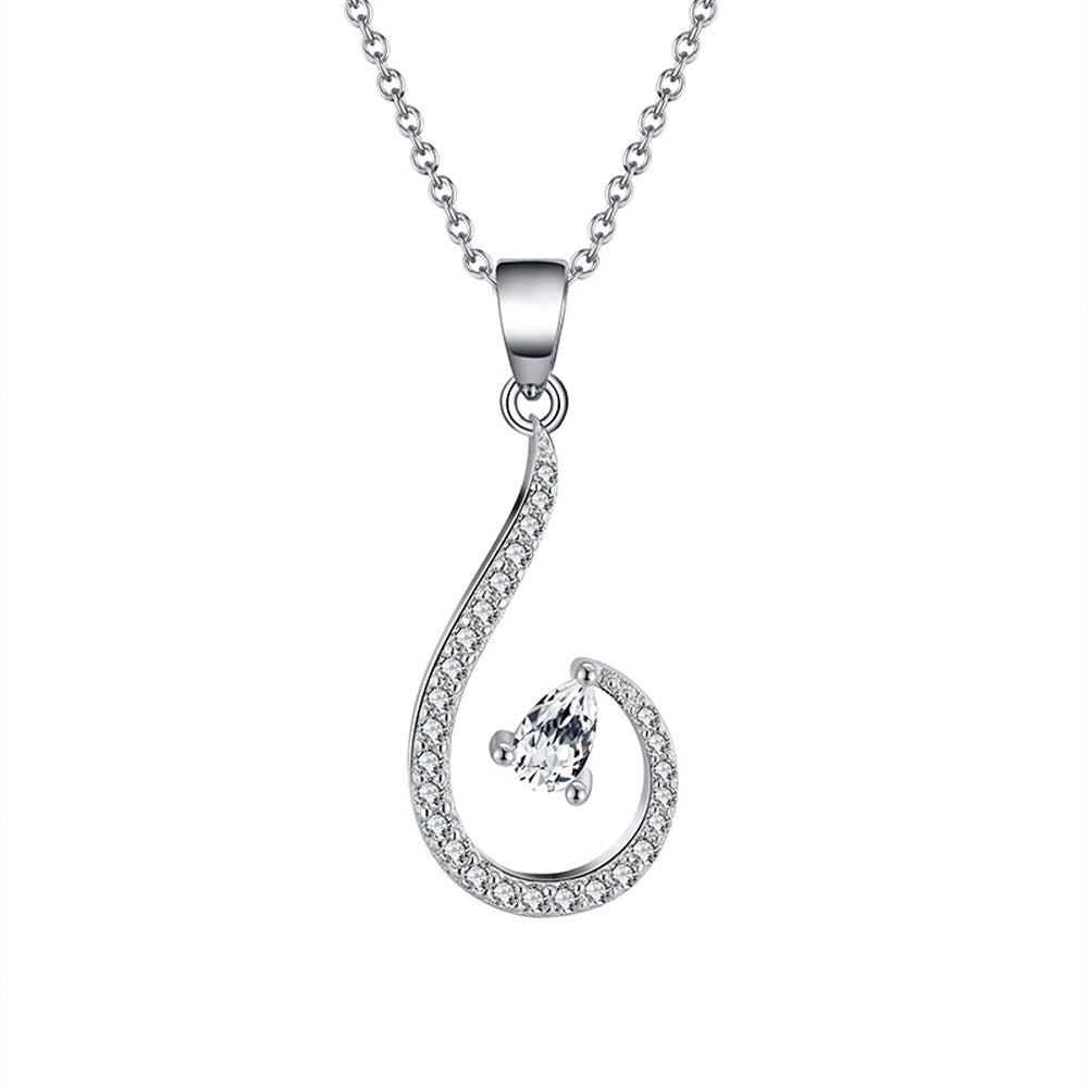 Angel Tear Pendant Necklace for Women Heart Cut CZ Sterling Silver Girls Ginger Lyne Collection