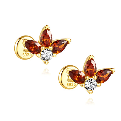 PearBurntOrangeCZFlatBackEarringsforCartilageorLobeGoldPlatedSterlingSilver1pairbyGingerLyne_Gold-1