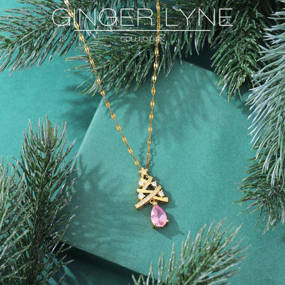 ChristamasTreeNecklaceforWomenHolidayPendantPearCZGoldPlatedStainlessSteelGingerLyneCollection_Gold-2