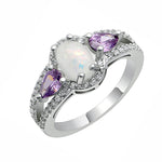 Load image into Gallery viewer, Chelsey Ring White Oval Shape Fire Opal Purple Cz Womens Ginger Lyne Collection - White,10
