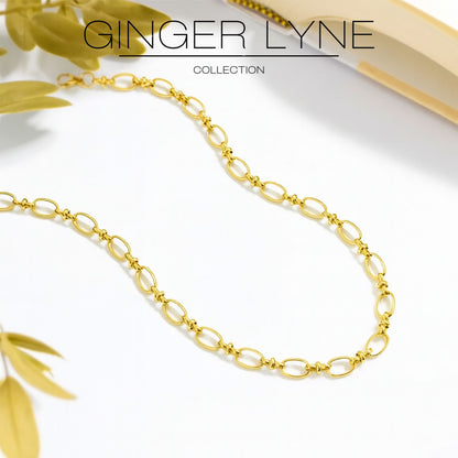 OvalLinkCircleChainNecklaceforWomen18KTGoldPlatedStainlessSteel16"-18"GingerLyneCollection_Gold-6