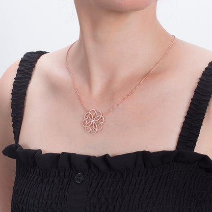 Heart Pendant Necklace for Women Rose Gold Sterling Silver Cz Ginger Lyne Collection