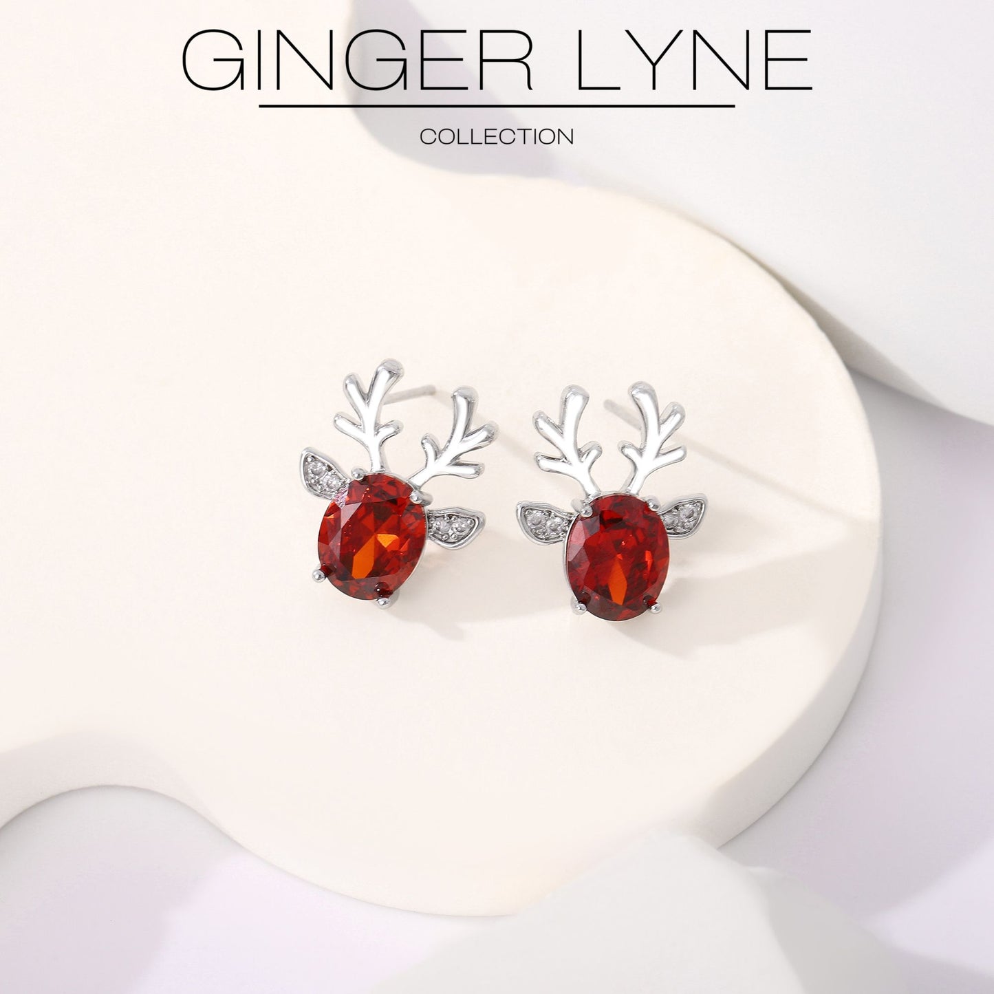 ReindeerStudEarringsforWomenWhiteGoldPlatedCZChristmasJewelryGingerLyneCollection_Red-2