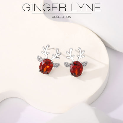 ReindeerStudEarringsforWomenWhiteGoldPlatedCZChristmasJewelryGingerLyneCollection_Red-2