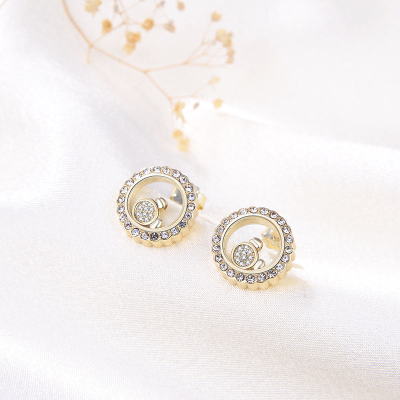 Floating CZ Bear Earrings for Women Gold Plated Sterling Silver Ginger Lyne Collection - Earrings
