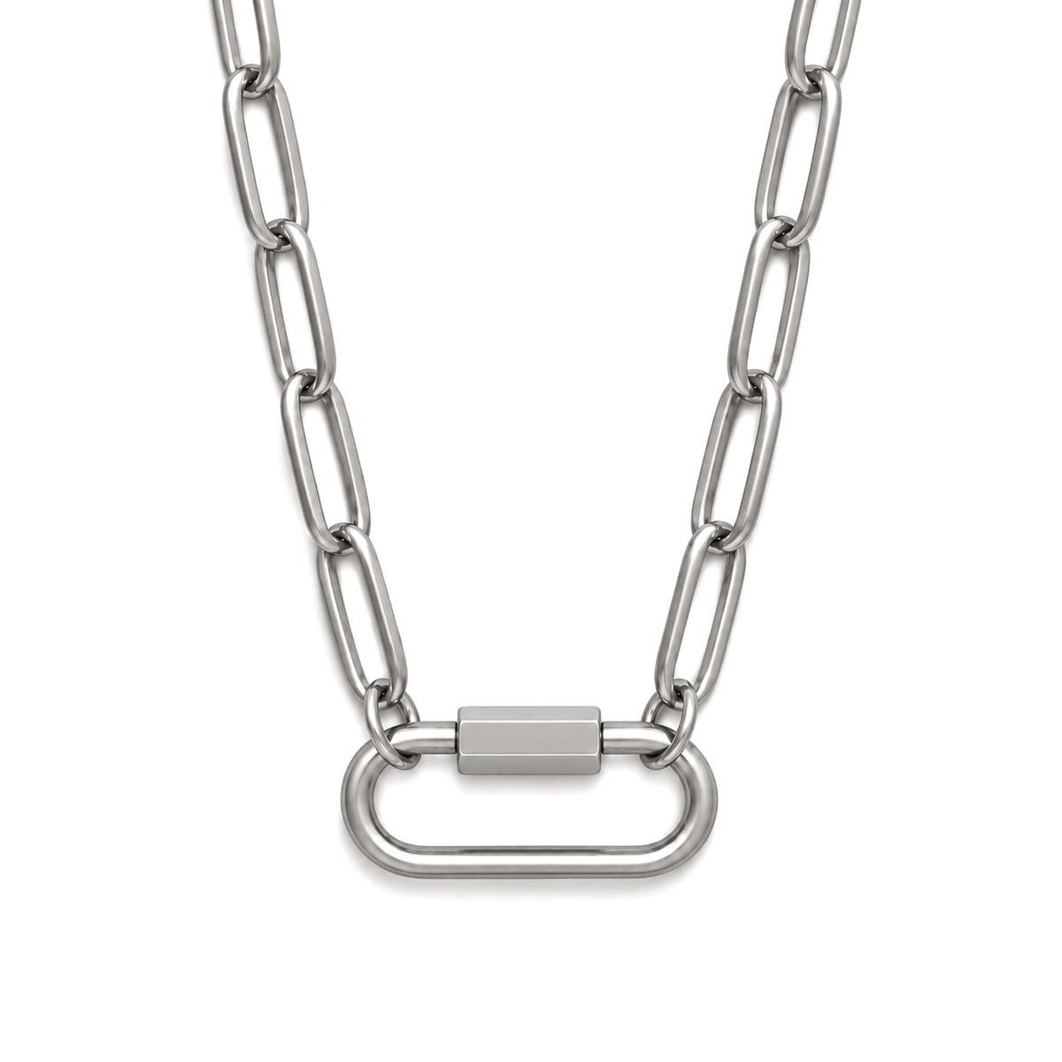 Carabiner Charm Holder Necklace for Women by Ginger Lyne 18KT Gold Plated Stainless Steel 18-20"