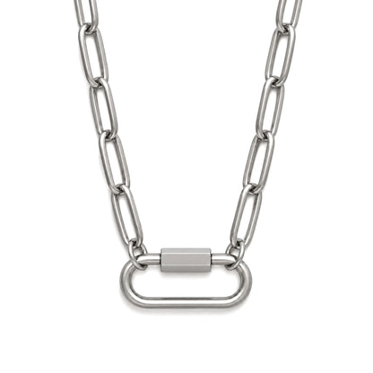 Carabiner Charm Holder Necklace for Women by Ginger Lyne 18KT Gold Plated Stainless Steel 18-20"