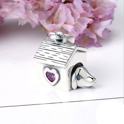 Dog Puppy Charm European Bead CZ Sterling Silver Ginger Lyne Collection