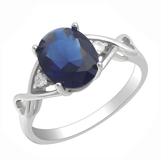 Birthstone Engagement Ring for Women by Ginger Lyne Sterling Silver Cubic Zirconia - blue,10