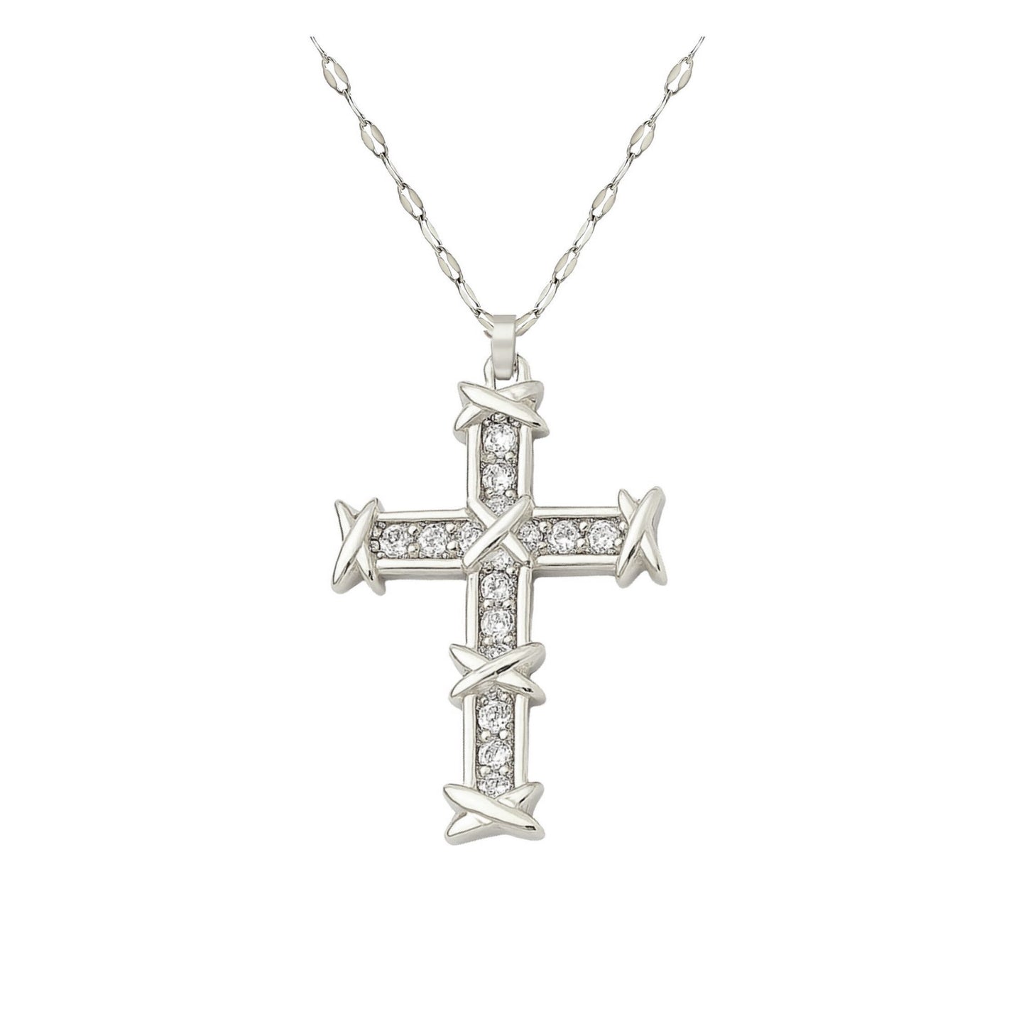 CrossPendantNecklaceforWomenReligiousJewelryCZGoldPlatedStainlessSteelGingerLyneCollection_Gold-2